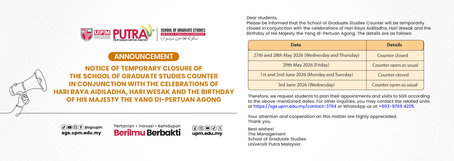 2026 Close Counter Raya Haji